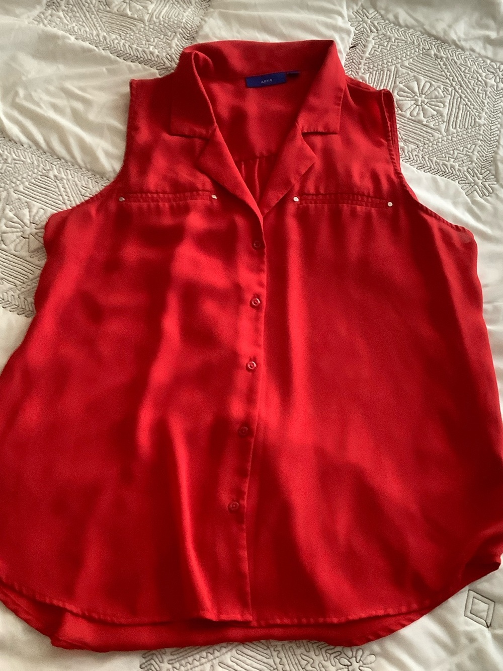 Bright Red Sleeveless Button-Front Camisole